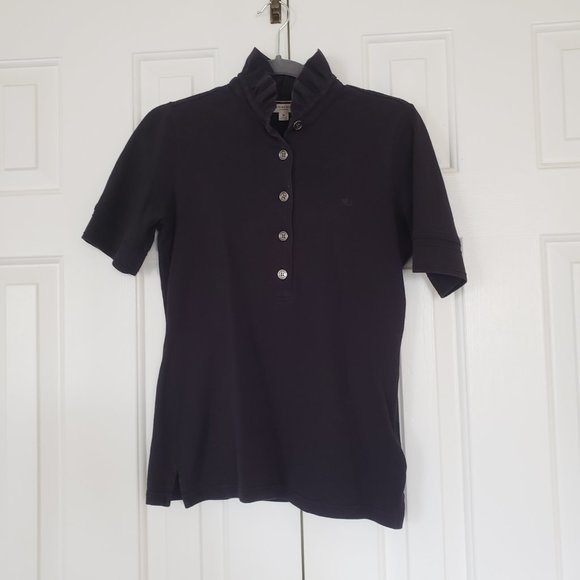 Burberry ruffle collar polo - Black knit five button - Size M - Picture 8 of 13